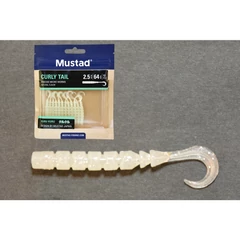 Mustad Aji Curly Tail 2.5 White Luminous 12db/csomag