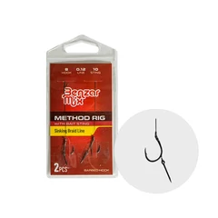 Benzar Method Kötött Horog 12 (Szakáll Nélküli) Fonott Zsinóron 7mm Csali Tüskével
