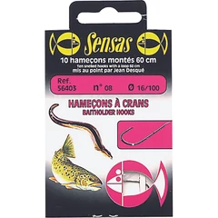Sensas előkötött horog Trout Barbed 60cm 10pcs 10/0,14mm