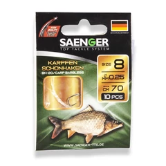 Saenger Carp Barbless előkötött szakáll nélküli pontyozó horog / 70cm / 10db