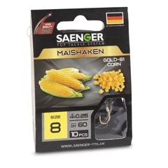 Saenger Cornhook Gold előkötött horog 10 / 60cm / 10db
