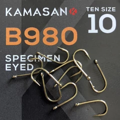 Kamasan B980 10-es, szakállas, füles horog