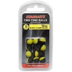 Starbaits Two Tones Balls 10mm fekete/sárga (lebegő golyó) 12db