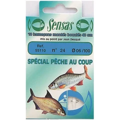 Sensas Előkötött horog Match Crystal Bronze 40cm 22/0,08 10db
