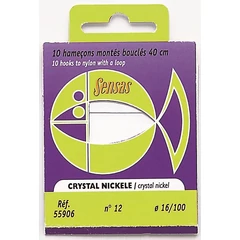 Sensas Előkötött horog Crystal Nickel 40cm 12/0,16 10db