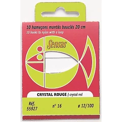 Sensas Előkötött horog Crystal Red 20cm 20/0,08 10db
