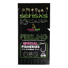 Sensas Előkötött horog Crazy Bait 4110 15cm 8db 16/0,18mm
