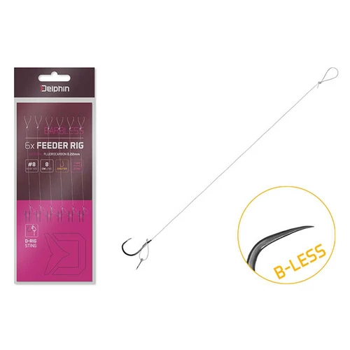 Delphin Kötött horog FLR D-rig / 6db 8cm / 0,22mm / B-LESS Nr6 / Sting 7mm