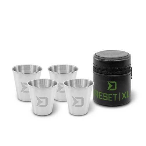 Delphin RESET XL 4in, 4x70ml,Rozsdamentes acél pálinkáspohár készlet