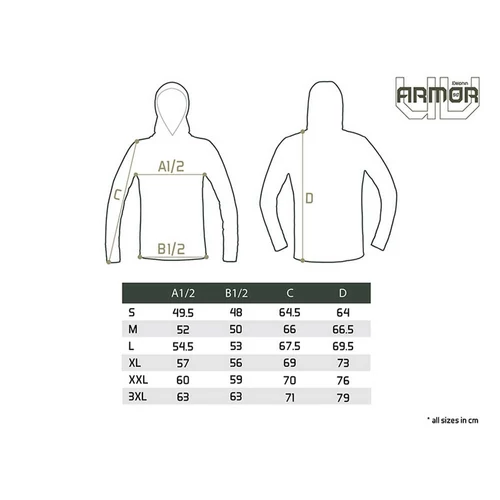 Delphin UV ARMOR 50+ Kapucnis hosszúujjú póló Olive (L)