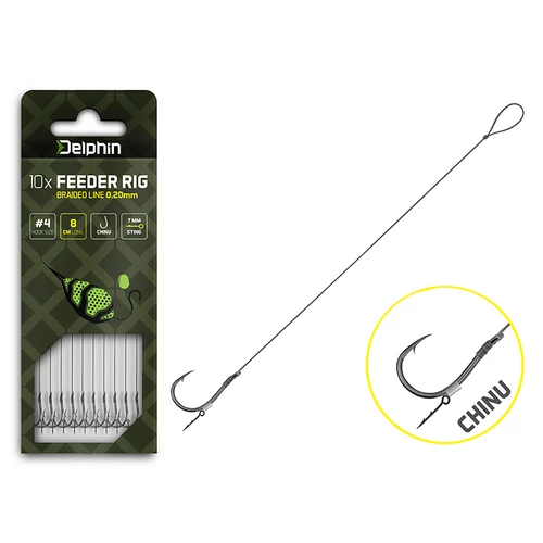 Delphin Braided Sting Feeder Rig / 10db 12cm/0,14mm/Chinu #8