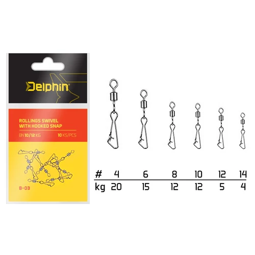 Delphin Rollings swivel with Hooked snap BN/8