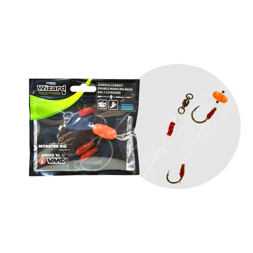 Wizard Monster Surface Livebait Double Mono Rig 7/0+9/0 Round