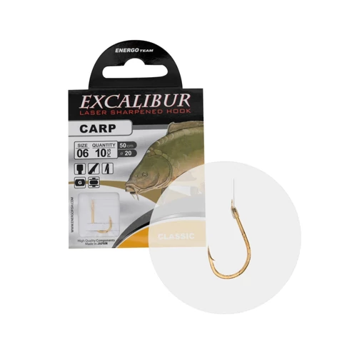 Excalibur Kötött Horog Carp Classic,gold No.6