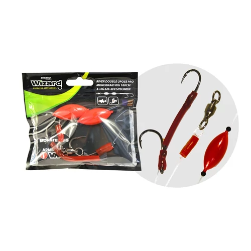 Wizard Monster River Double Upose Pro Monobraid Rig 4+4G 6/0+8/0 Specimen