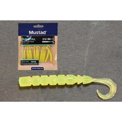 Mustad Aji Curly Tail 2.5 Clear Chartreuse 12db/csomag