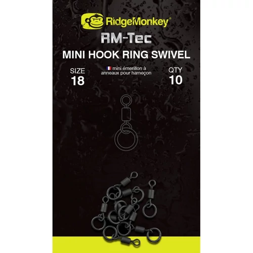 Ridgemonkey Rm-Tec Mini Hook Ring Swivel Mikro Karikás Forgó 10Db