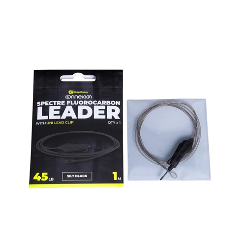 Ridgemonkey Spectre Fluorocarbon Uni Lead Clip Leader - Silt Black Bojlis Szerelék