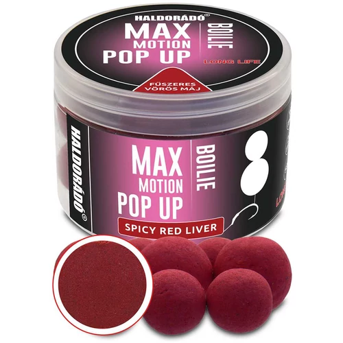 Haldorádó Max Motion Boilie Pop Up 16, 20 mm - Fűszeres Vörös Máj