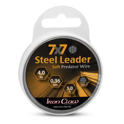 Iron Claw 7x7 Steel Leader bevonatos acél előkezsinór / 0,45mm / 9kg / 5m