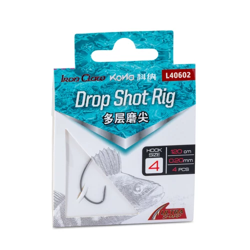Iron Claw Kona Drop Shot Rig L40602 horog mérte 4/ 0,20mm / 120cm /4db