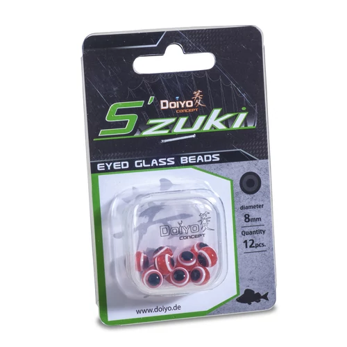 Doiyo S'zuki Eyed Glass Beads Red üveggyöngy 8mm/ 12db