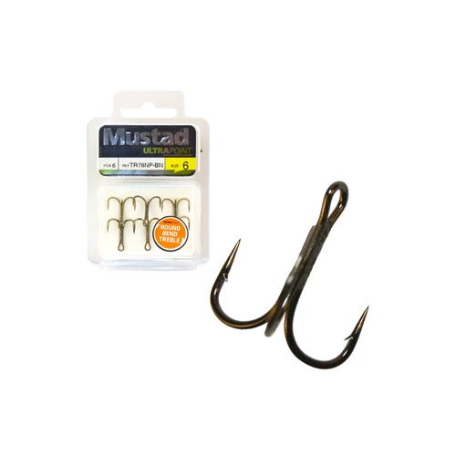 Mustad Np Round Bend Treble Hook 2 6db/csomag