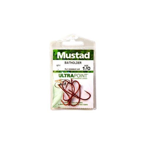 Mustad Red Baitholder Hook 1/0 7db/csomag