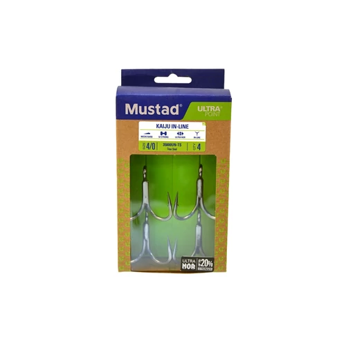 Mustad Un Inline Treble - 5X Strong Titan Steel 3/0 4db/cs
