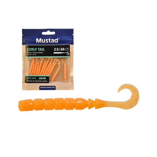 Mustad Aji Curly Tail 2.5 Uv Clear Redglitter 12db/csomag