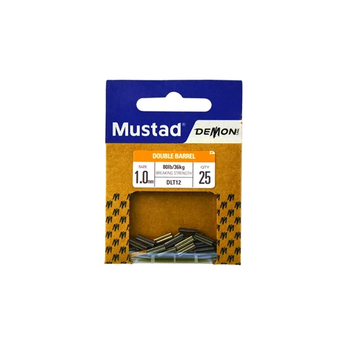 Mustad Double Barrel Sleeve- Black 0.8mm Black Nickel 25Pcs/Bag