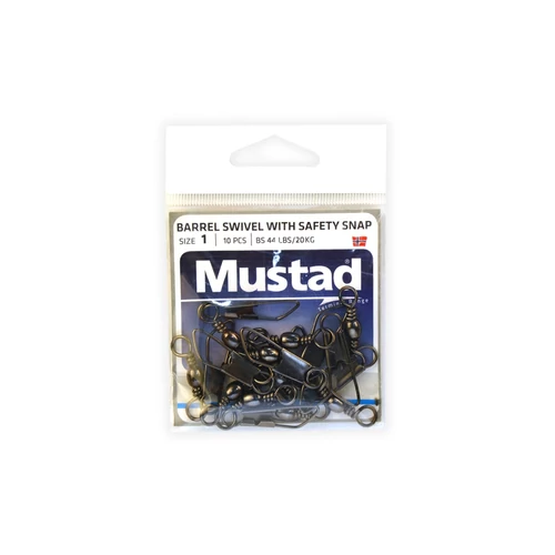 Mustad Barrel Swivel With Safety Snap 16×A0 10db/csomag
