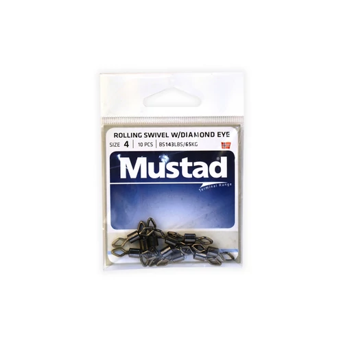 Mustad Rolling Swivel W/Diamond Eye 10 10db/csomag
