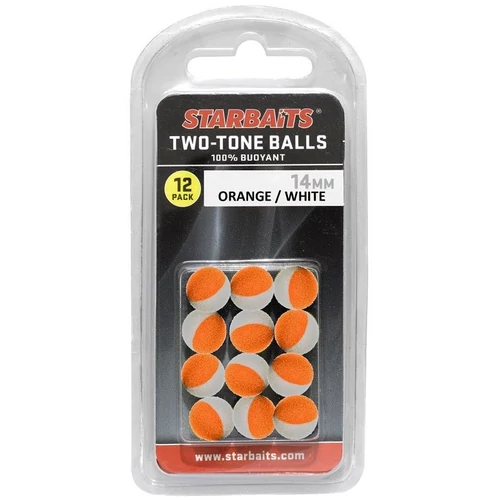 Starbaits Two Tones Balls 10mm narancs/fehér (lebegő golyó) 12db