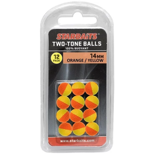 Starbaits Two Tones Balls 10mm narancs/sárga (lebegő golyó) 12db