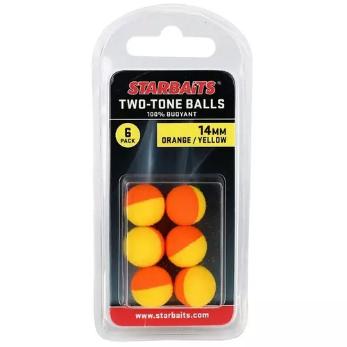 Starbaits Two Tones Balls 14mm narancs/sárga (lebegő golyó) 6db