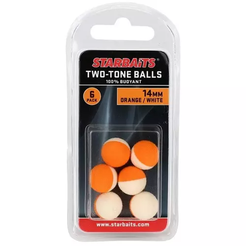 Starbaits Two Tones Balls 14mm narancs/fehér (lebegő golyó) 6db