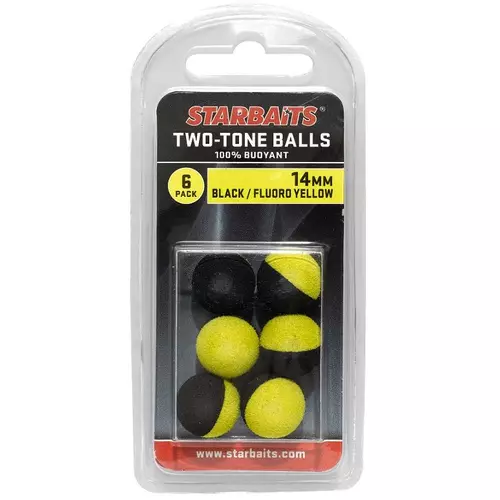 Starbaits Two Tones Balls 14mm fekete/sárga (lebegő golyó) 6db