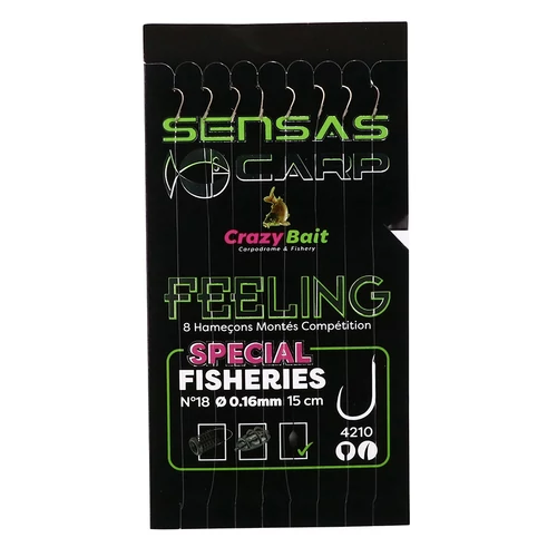 Sensas Előkötött horog Crazy Bait 4210 15cm 8db 16/0,18mm