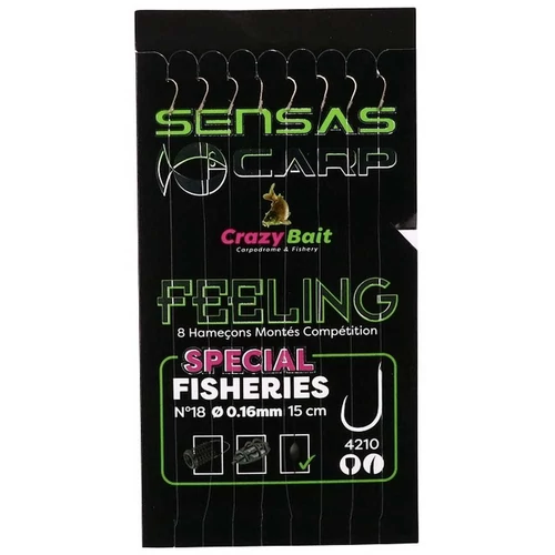 Sensas Előkötött horog Crazy Bait 4210 15cm 8db 14/0,18mm