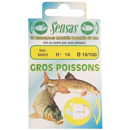 Sensas Előkötött horog Big Fish Strong Wire 60cm 16/0,12 10db