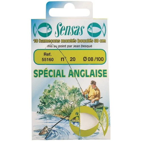 Sensas Előkötött horog Waggler Round Bend 60cm 18/0,12 10db