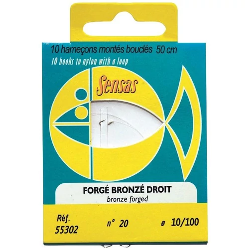 Sensas Előkötött horog Straight Forged Bronze 50cm 10/0,18 10db