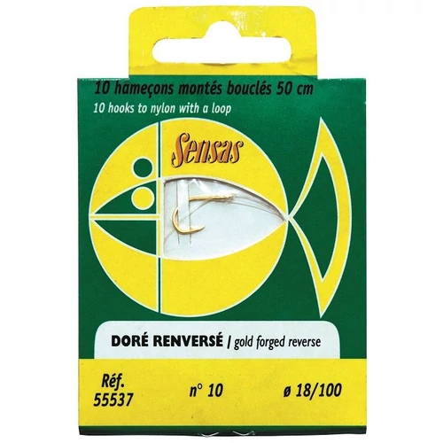 Sensas Előkötött horog Gilt Reversed 50cm 16/0,12 10db