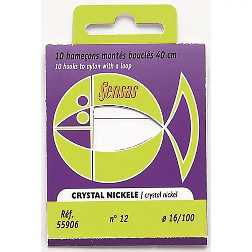 Sensas Előkötött horog Crystal Nickel 40cm 18/0,10 10db
