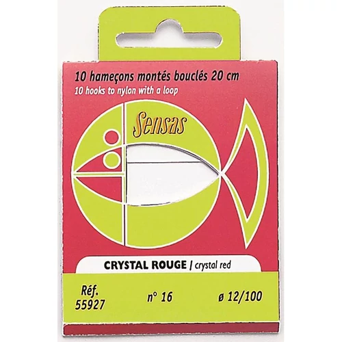 Sensas Előkötött horog Crystal Red 20cm 16/0,10 10db