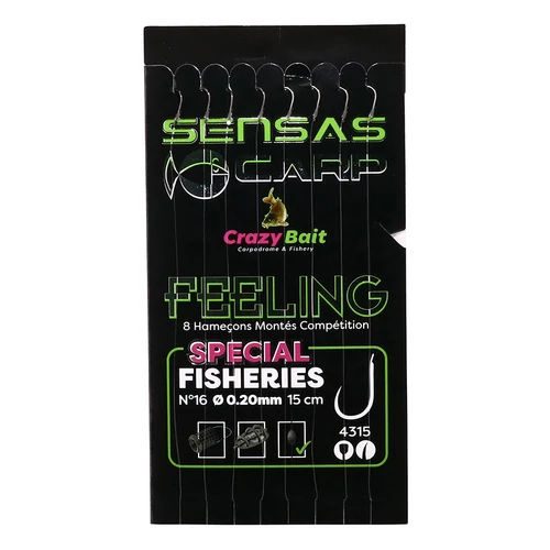 Sensas Előkötött horog Crazy Bait 4315 15cm 8db 16/0,20mm