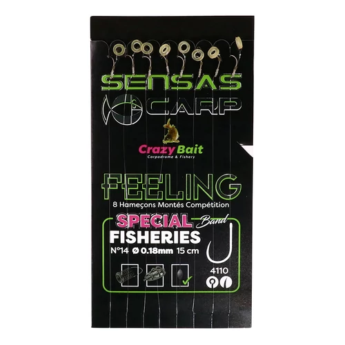 Sensas Előkötött horog Crazy Bait 4110 15cm 8db 16/0,18mm
