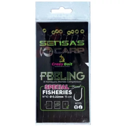 Sensas Előkötött horog Crazy Bait 4015 15cm 8db 10/0,22mm