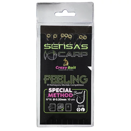 Sensas Előkötött horog Method Band 4015 10cm 8db 16/0,20mm